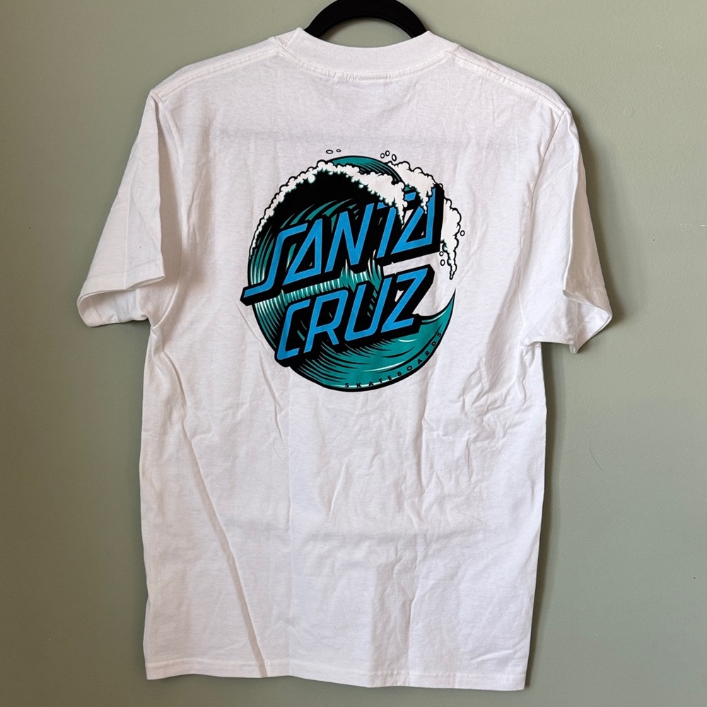 Santa Cruz Skateboards White Tee with Big Wave Logo CH/S